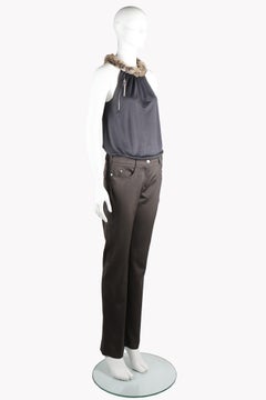 Chloé by Stella McCartney A/W 2001 Fur Collar Silk Halter Top & Trousers Set