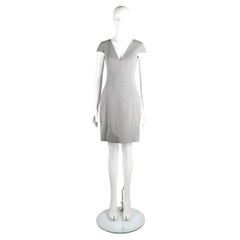 Alexander McQueen c.2005 Grey Herringbone Wool Dress with Pink Pockets