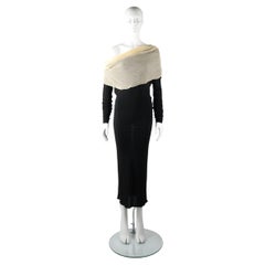 JEAN PAUL GAULTIER FEMME FW2004 Black Jersey Column Dress Silk Chiffon Drape