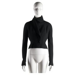 John Galliano F/W 1998 "Cabaret" Black Crepe Cropped Jacket with Asymmetric Wrap