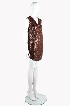 Jean Paul Gaultier Femme Copper Sequin Cowl Neck Silk Mini Dress, c. 2000