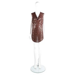 Jean Paul Gaultier Femme Copper Sequin Cowl Neck Silk Mini Dress, c. 2000