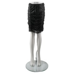 Gucci by Tom Ford F/W 1999 Runway Laser-Cut Leather Ruched Pencil Skirt