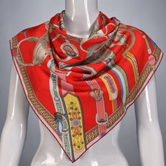 Hermès “Concours d’Étriers” Red Silk Scarf by Virginie Jamin, 2011