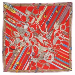 Hermès “Concours d’Étriers” Red Silk Scarf by Virginie Jamin, 2011