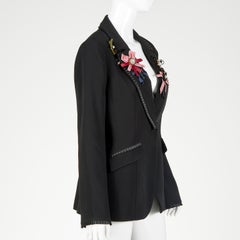 Cinq à Sept Jaden Embellished Black Crepe Blazer, New with Tags, Size 12