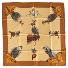 Vintage 1980s Hermès “Chasse à Vol” Falconry Silk Scarf by Henri de Linares