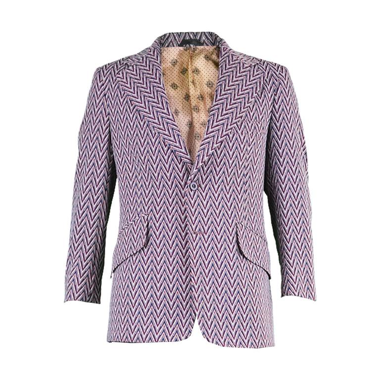 Vintage 1970s Men's Zig Zag Blazer Jacket at 1stdibs