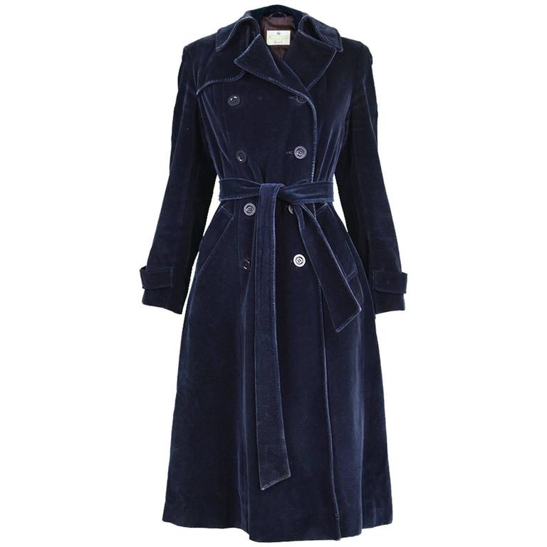 Aquascutum for Harrods Midnight Blue Velvet Peacoat, 1970s For Sale at  1stDibs