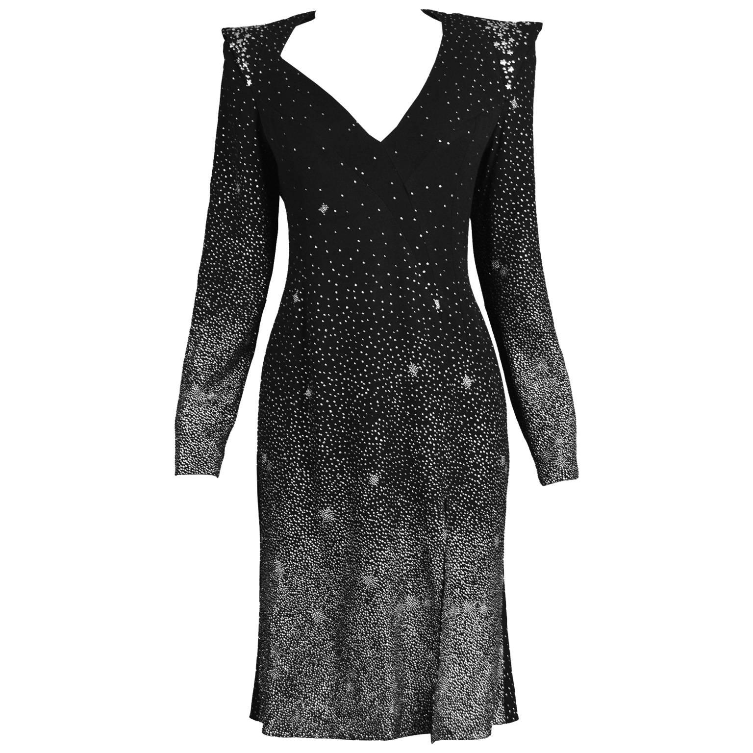 Christian Lacroix Black & Silver Galactic Evening Dress, Fall 1998