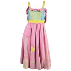 Pat Mariner Colour Block Suede Pinafore Dress, 1970s 9