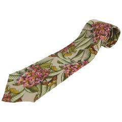 Retro Yves Saint Laurent Men's Floral Silk Tie, 1970s