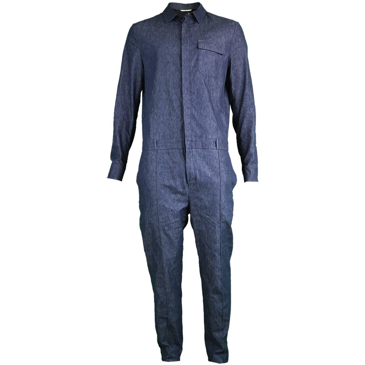 Valentino Men's Runway Minimalist Denim Jumpsuit, A/W 2014