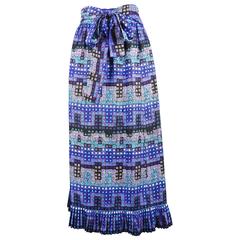 Givenchy Nouvelle Boutique Abstract Ballerina Length Silk Skirt, 1970s 1