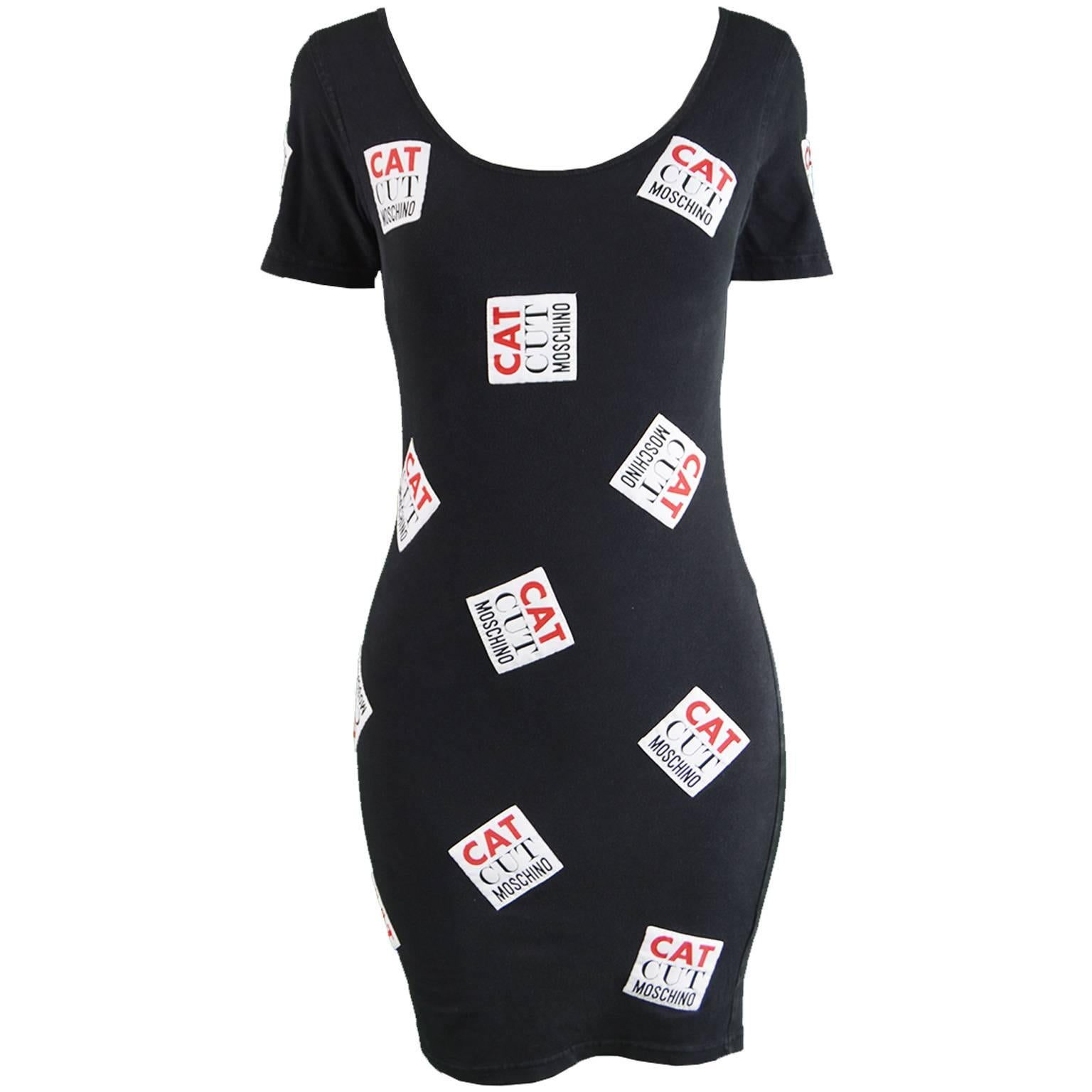 Moschino Vintage 'Cat Cut Moschino' Patch Bodycon Dress, 1990s  For Sale
