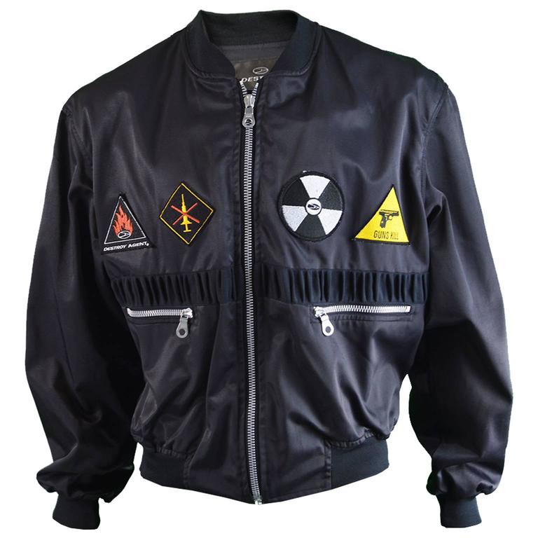 John Richmond Destroy Political Punk Applique Mens Satin Bomber