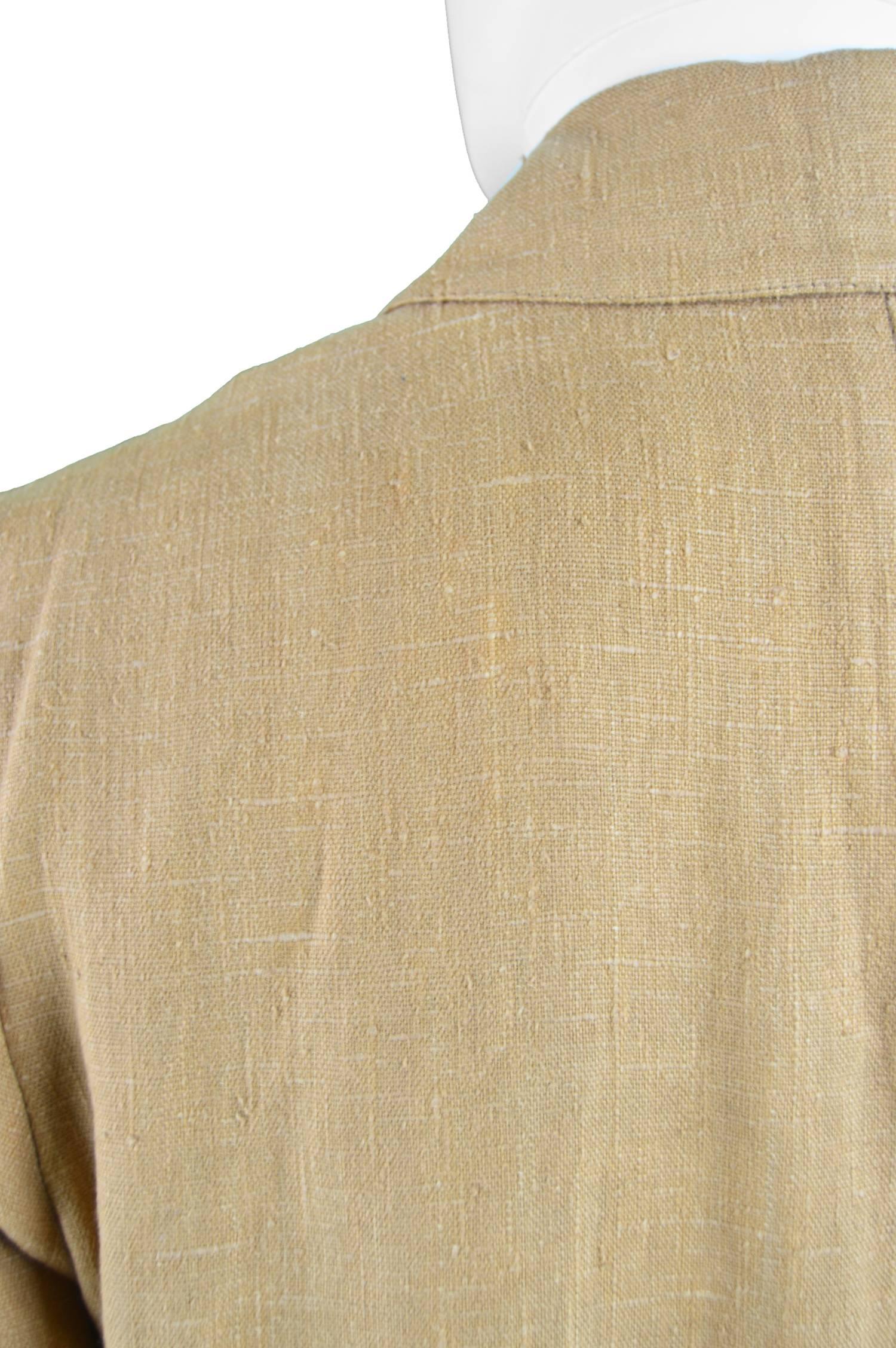 Cerruti 1881 Men's Linen Minimalist Vintage Khaki Jacket, 1990s 2
