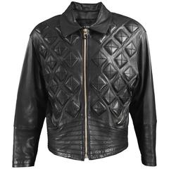 80s Black Leather Coat With Embossed Snake Skin Pattern 