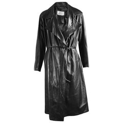 Vintage Gianni Versace Men's Black Leather Long Maxi Trench Coat, F/W 1998
