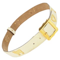 Moschino Vintage White & Gold Leather Belt with Cows & Hearts, 1980s NWT 3