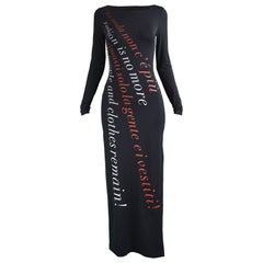 Moschino "Fashion is No More" Slinky Black Jersey Maxi Dress, 1990s