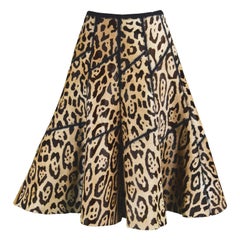 Vintage 1960s Leopard Animal Print Ponyskin & Crochet Skirt