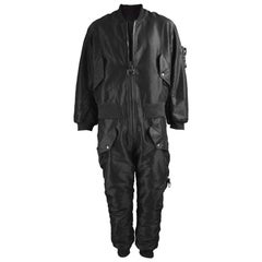 KTZ Rare Mens Black Quilted All in One Boiler Suit / Jumpsuit L
