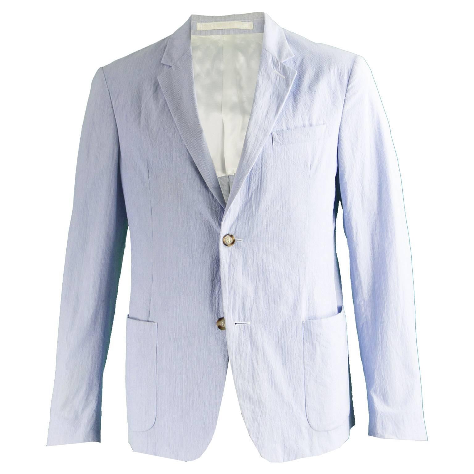 Prada Men's Blue & White Lightweight Cotton Nautical Spring Blazer