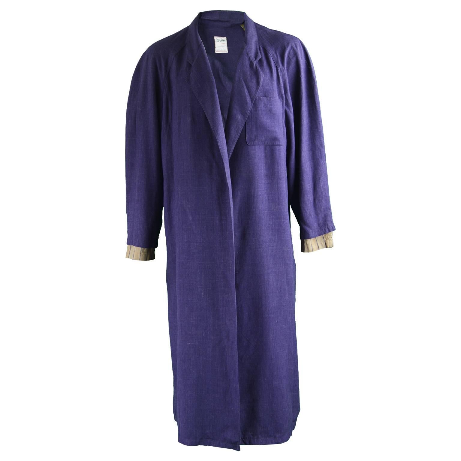 Jean Paul Gaultier Homme Pour Gibo Loose Purple Linen Coat, 1980s