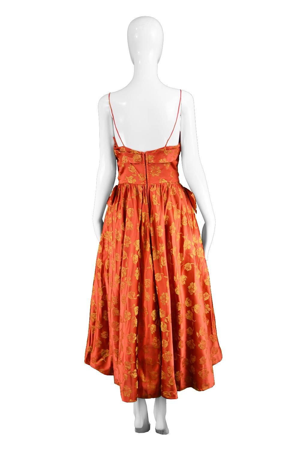 Women's John Selby 1950s Vintage Red & Gold Brocade Jacquard Panelled Dress