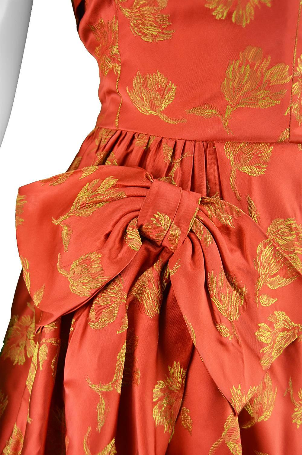 Orange John Selby 1950s Vintage Red & Gold Brocade Jacquard Panelled Dress