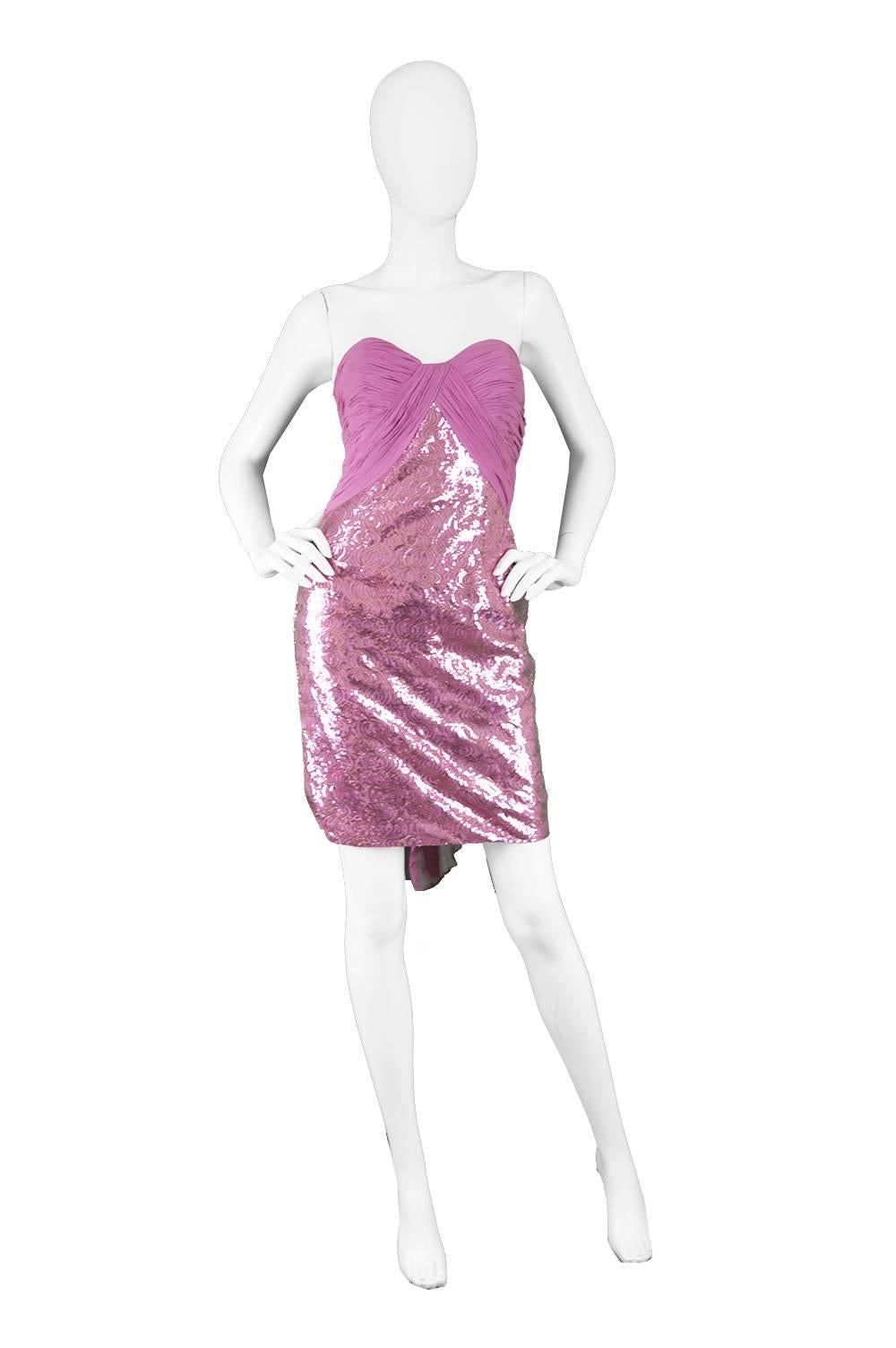 Vicky Tiel Pink Sequin & Ruched Silk Chiffon Evening Mini Party Dress

Estimated Size: UK 4-6/ US 0-2/ EU 32-34. Please check measurements.
Bust - 30” / 76cm
Waist - 24” / 61cm
Hips - 34” / 86cm
Length (Bust to Hem) - 28” / 71cm

Condition: