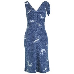 Chloé by Stella McCartney Vintage Sleeveless Blue Silk Leopard Dress, S / S 1999