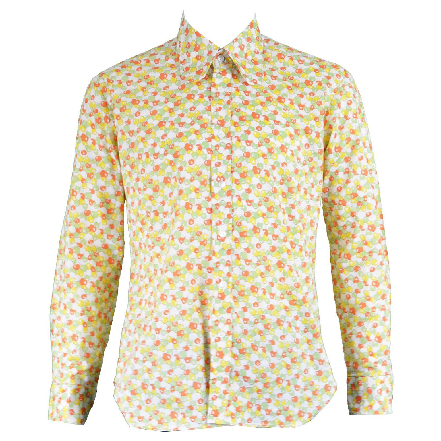 Take 6 of Carnaby Street Vintage Apple Print Cotton Long Sleeve Shirt, 1960s