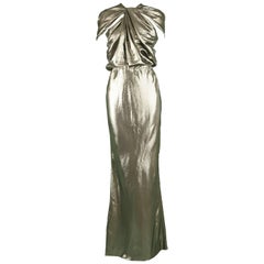 Lanvin Silk Metallic Gold Lamé Floor Length Evening Gown, 2014