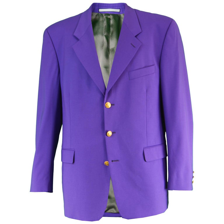 Kenzo Vintage Men's Bright Purple Pure Worsted Wool Blazer Jacket
