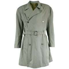 Thierry Mugler Vintage Men's Green Khaki Belted Trench Coat, 1980s