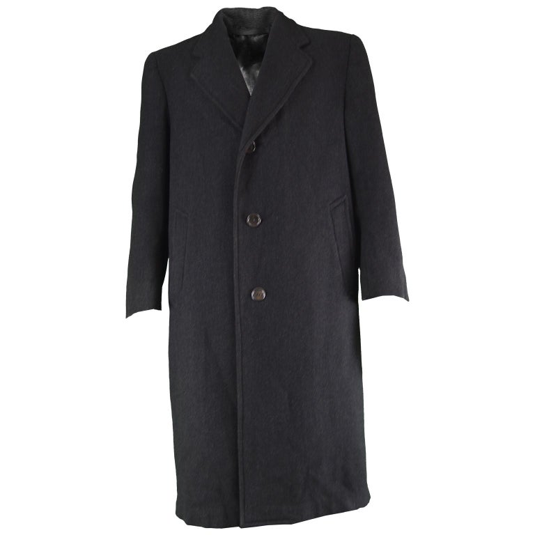 Simpson of Piccadilly Men's Vintage Dark Grey Wool Overcoat, 1960s For ...