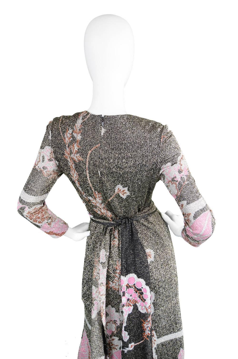 Women's 1970s Pierre Cardin for Jersey Couture Lurex Maxi Evening Dress