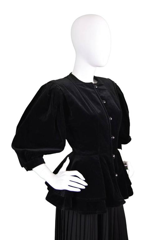 1980s Emanuel Ungaro Black Velvet Peplum Jacket For Sale at 1stDibs