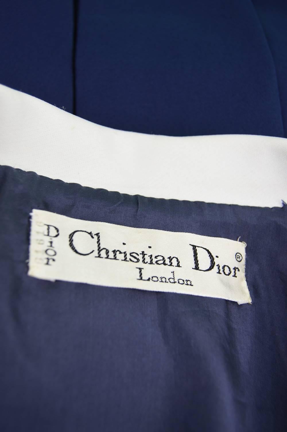 1960s Christian Dior Numbered Demi Couture Nautical Pussybow Dress For Sale 3