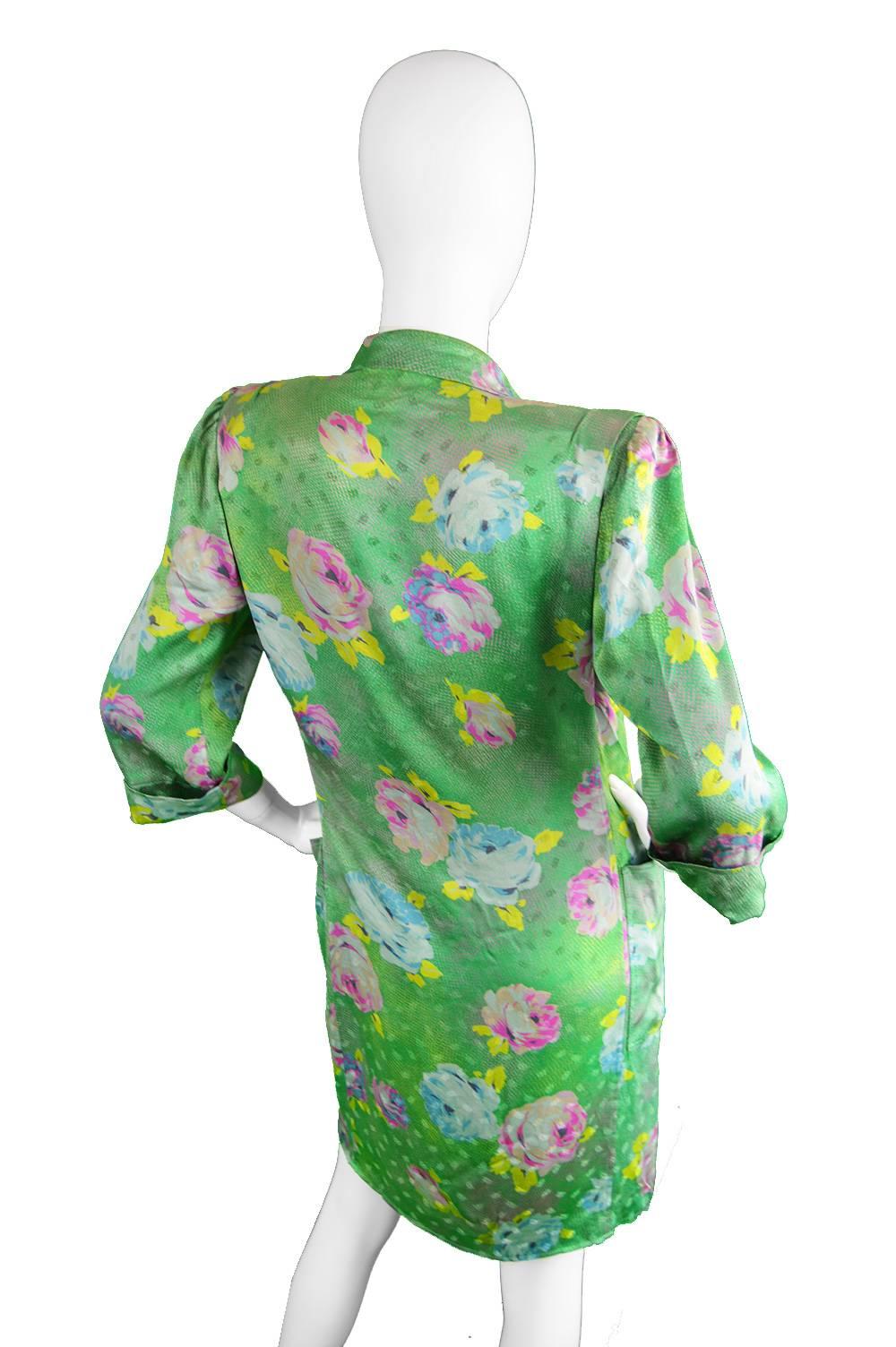 Women's 1980s Emanuel Ungaro Edgy Green Silk Jacket
