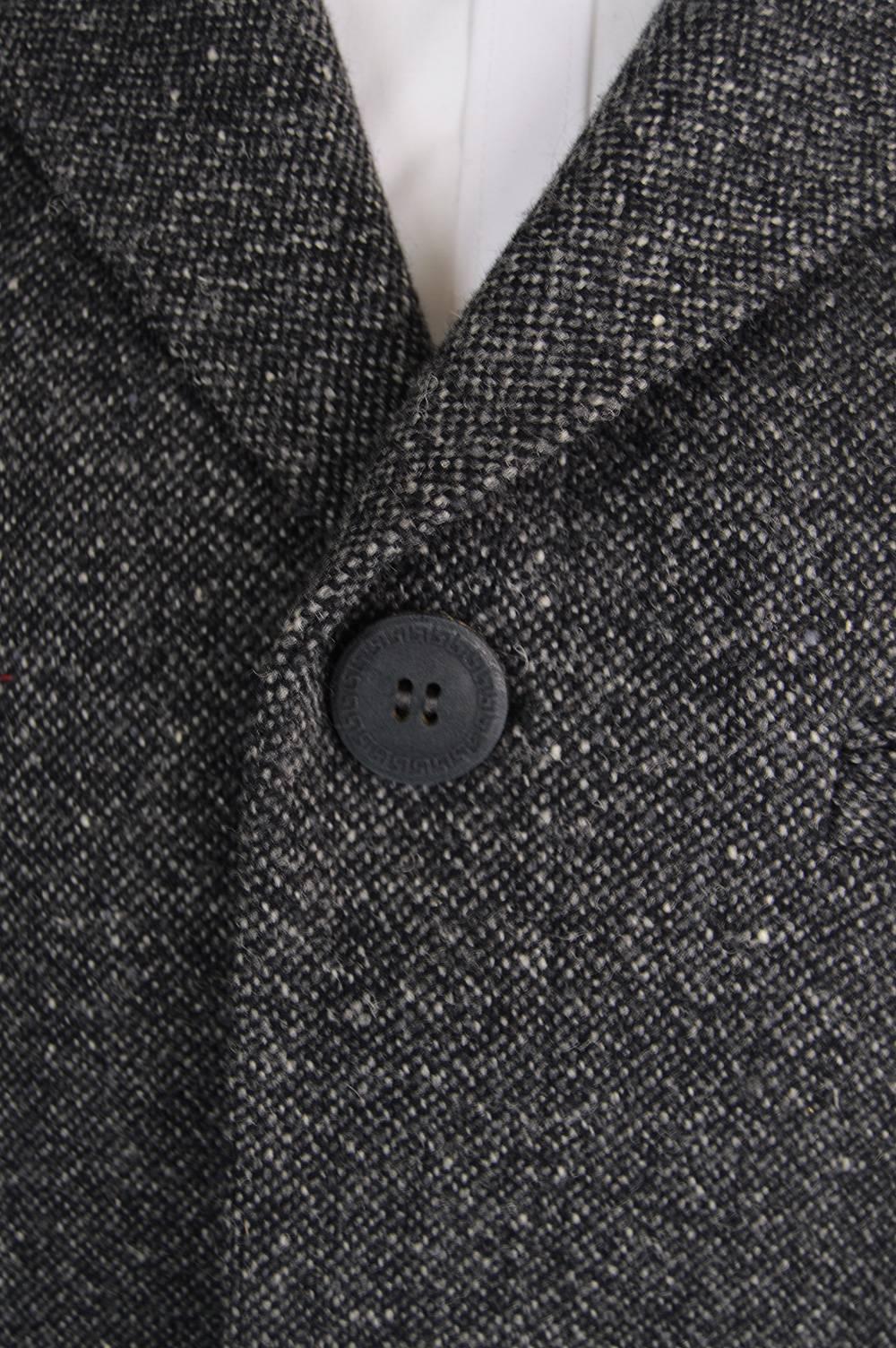 Gianni Versace Men's Vintage Grey Tweed Suit with wool boucle collar, 1990s 1