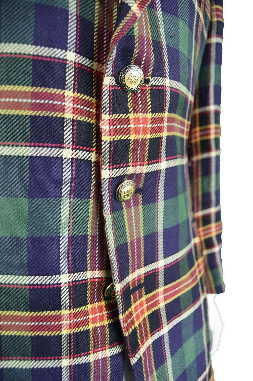 1980s Givenchy Mens Checked Linen Blazer In Excellent Condition In Doncaster, South Yorkshire