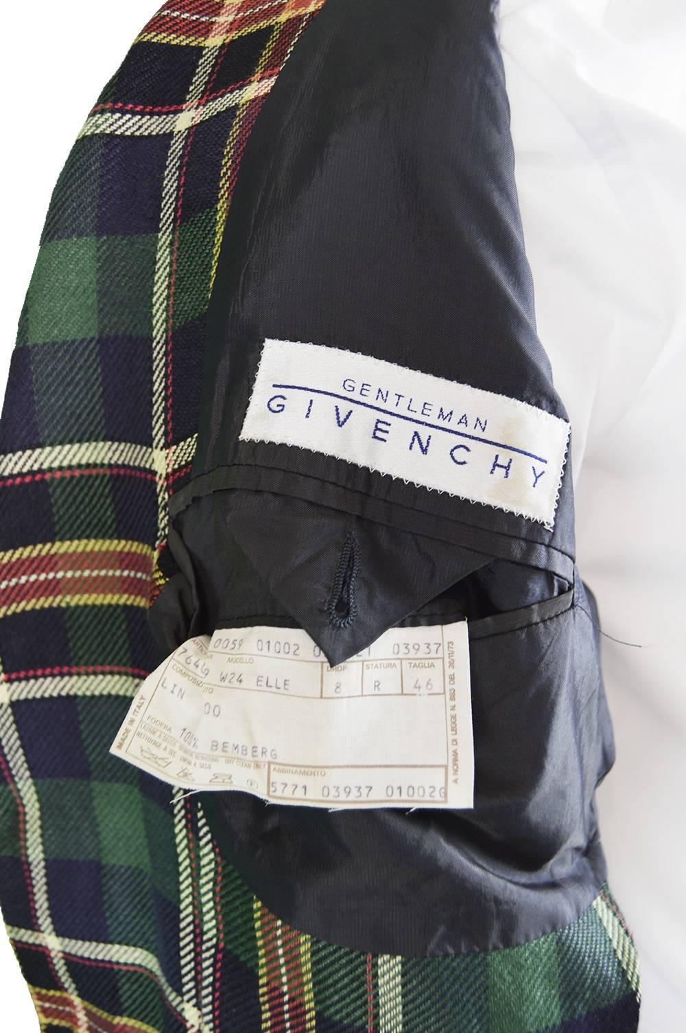 1980s Givenchy Mens Checked Linen Blazer 1