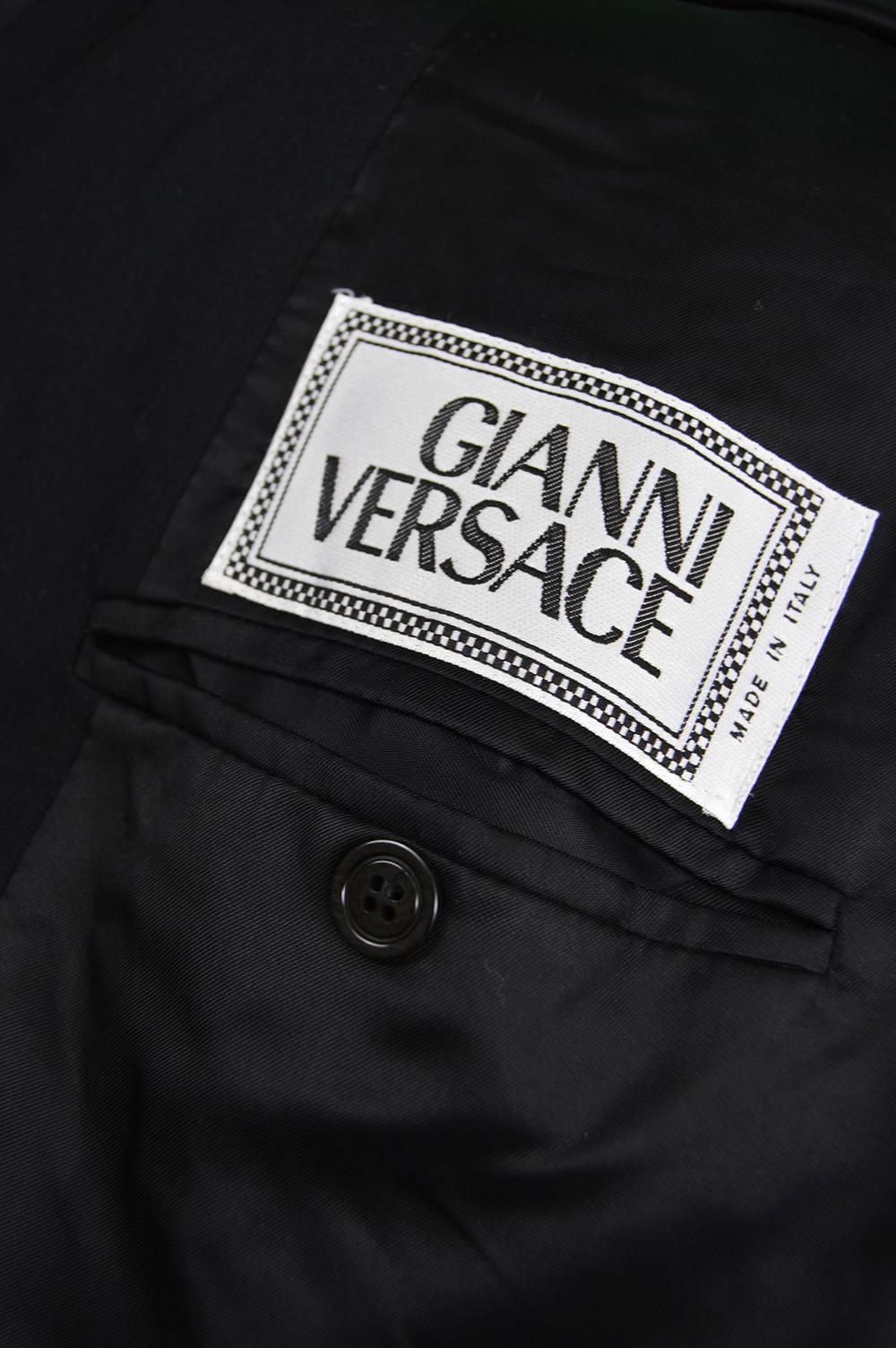 Gianni Versace 1992 Mens Wool & Leather Studded Jacket 2