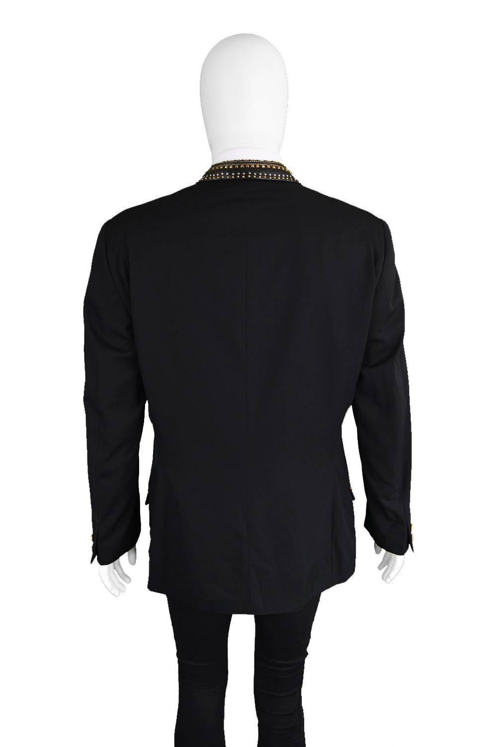Gianni Versace 1992 Mens Wool & Leather Studded Jacket 1