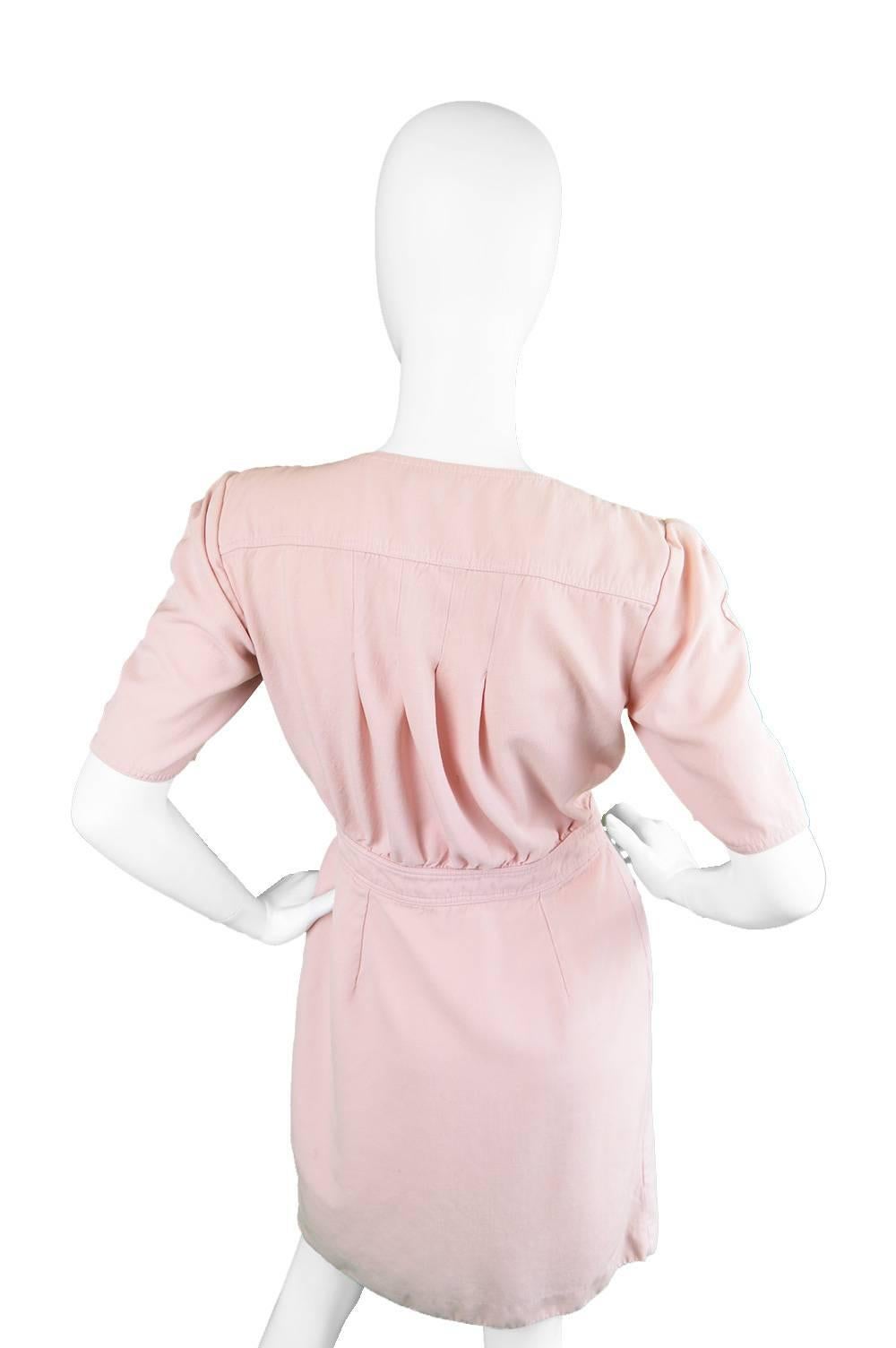 1980's Valentino Pastel Pink Light Wool Dress In Good Condition In Doncaster, South Yorkshire