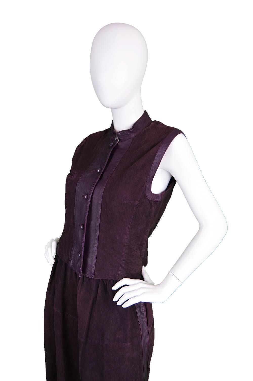 Black Vintage 1980s Louis Feraud Real Suede Skirt & Jacket Set For Sale