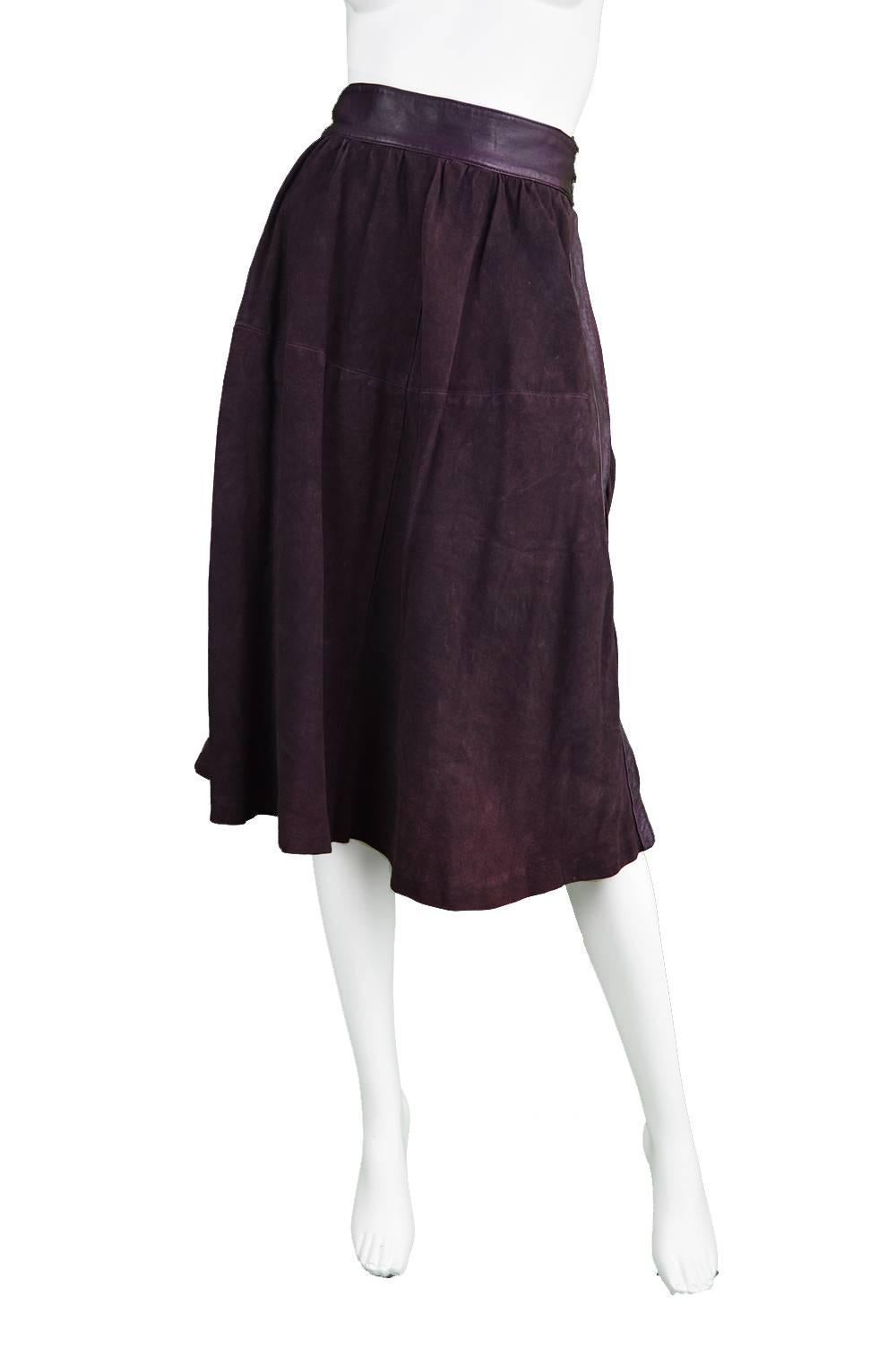 Vintage 1980s Louis Feraud Real Suede Skirt & Jacket Set For Sale 2